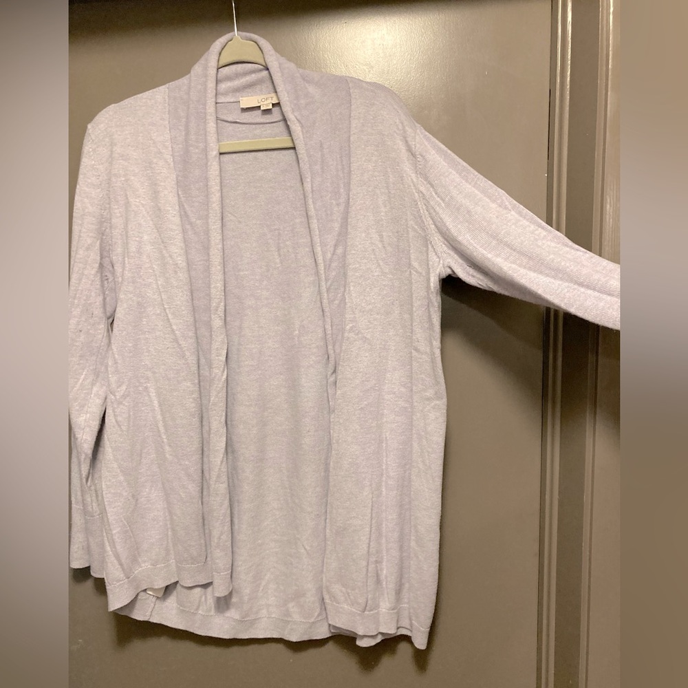 Pale purple shawl collar open sweater, Loft Medium, GUC